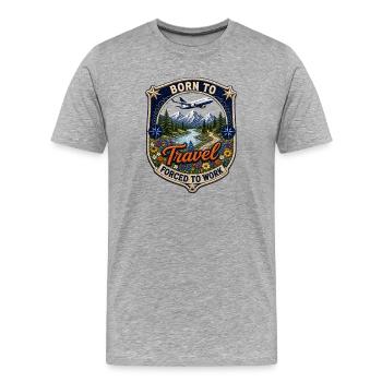 Né pour voyager, forcé de voyager - T-shirt bio Premium Homme - gris chiné - Devant - Damien (186cm)