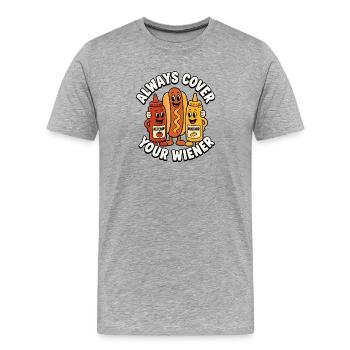 Toujours couvrir les Viennois ! Hot-dog drôle - T-shirt bio Premium Homme - gris chiné - Devant - Damien (186cm)