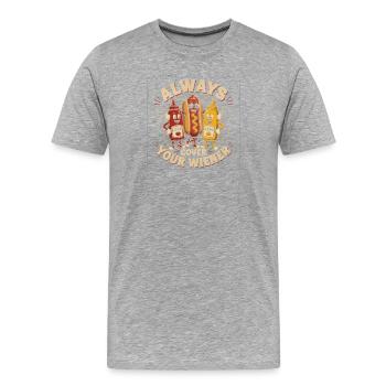 Toujours couvrir les Viennois ! Hot-dog drôle - T-shirt bio Premium Homme - gris chiné - Devant - Damien (186cm)