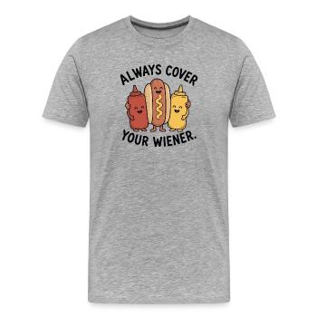 Toujours couvrir les Viennois ! Hot-dog drôle - T-shirt bio Premium Homme - gris chiné - Devant - Damien (186cm)