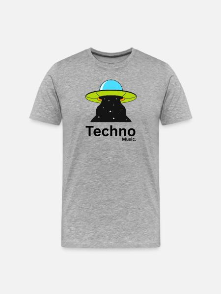 UFO-Strahl über Nachthimmel - Männer Premium Bio T-Shirt - Grau meliert