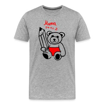 Inscription scolaire Ours en peluche - T-shirt bio Premium Homme - gris chiné - Devant - Damien (186cm)