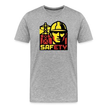 Elektriker Strommast Logo - Männer Premium Bio T-Shirt - Grau meliert - Vorne - Damien (186cm)
