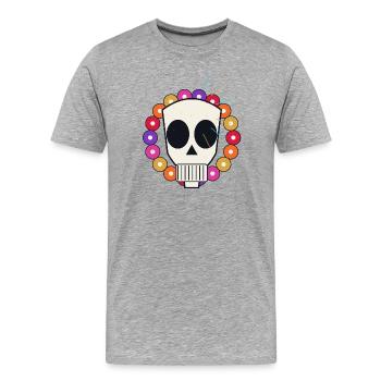 Crâne coloré collier boules - T-shirt bio Premium Homme - gris chiné - Devant - Damien (186cm)