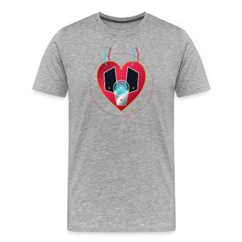 Cœur Astro-Tech Neon - T-shirt bio Premium Homme - gris chiné - Devant - Damien (186cm)