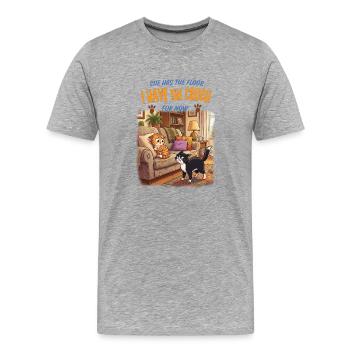 Se battre pour le canapé - T-shirt bio Premium Homme - gris chiné - Devant - Damien (186cm)
