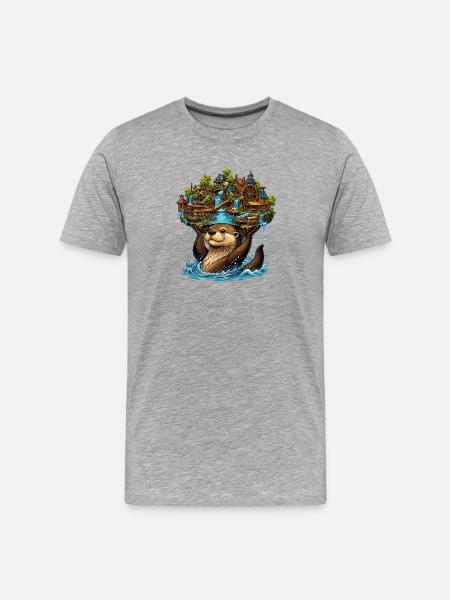 Otter in the waterfall village - Men's Premium Organic T-Shirt - heather grey