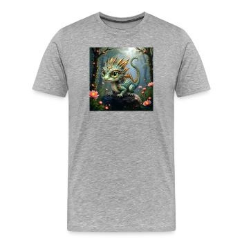 Dragon d’Émeraude de la Forêt - T-shirt bio Premium Homme - gris chiné - Devant - Damien (186cm)