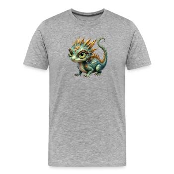 Dragon d’Émeraude Orné - T-shirt bio Premium Homme - gris chiné - Devant - Damien (186cm)