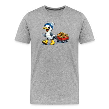 Mouette avec charrette à main - T-shirt bio Premium Homme - gris chiné - Devant - Damien (186cm)