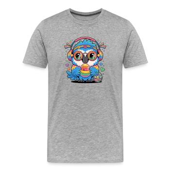 Perroquet coloré de Pâques avec un arc-en-ciel casque - T-shirt bio Premium Homme - gris chiné - Devant - Damien (186cm)