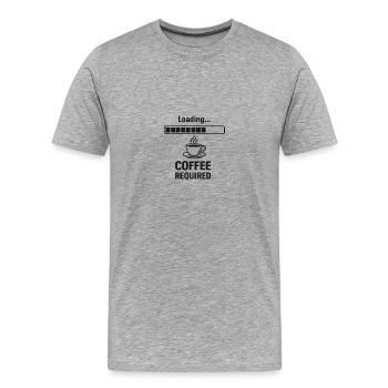 Chargement... Café requis - T-shirt bio Premium Homme - gris chiné - Devant - Damien (186cm)
