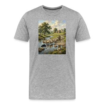 Shepard et son chien - T-shirt bio Premium Homme - gris chiné - Devant - Damien (186cm)