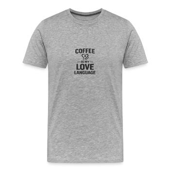 Le café est mon langage de l’amour - T-shirt bio Premium Homme - gris chiné - Devant - Damien (186cm)