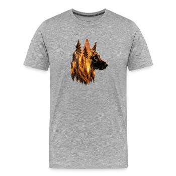 Art du berger de la forêt malinois belge - T-shirt bio Premium Homme - gris chiné - Devant - Damien (186cm)