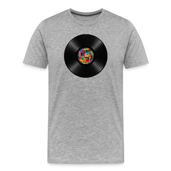 Platine vinyle - LP - Vinyle - T-shirt bio Premium Homme - gris chiné - Devant - Damien (186cm)