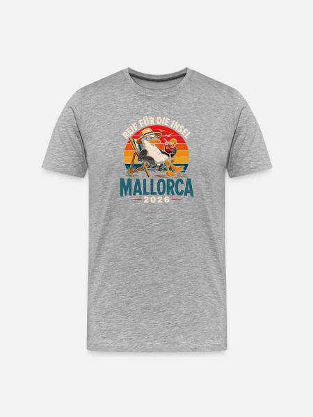 Mallorca 2026 Strandkorb Seemöwe - Männer Premium Bio T-Shirt - Grau meliert