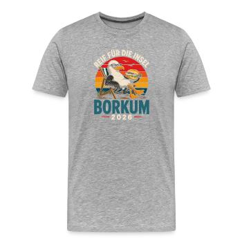Borkum Insel Relax 2026 - Männer Premium Bio T-Shirt - Grau meliert - Vorne - Damien (186cm)