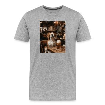Bar à cigares Cowboy Dog Beagle - T-shirt bio Premium Homme - gris chiné - Devant - Damien (186cm)