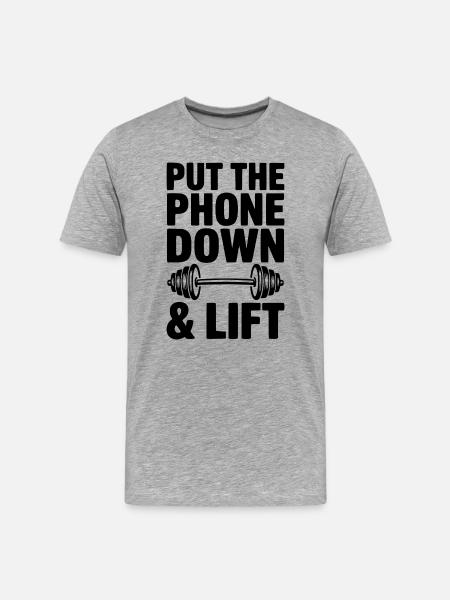 Pose le téléphone et lève - T-shirt bio Premium Homme - gris chiné