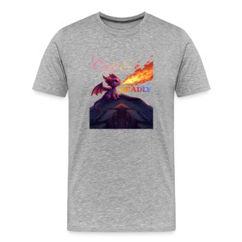 Dragon mignon et mortel - T-shirt bio Premium Homme - gris chiné - Devant - Damien (186cm)
