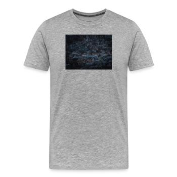 Forêt sombre la nuit - T-shirt bio Premium Homme - gris chiné - Devant - Damien (186cm)