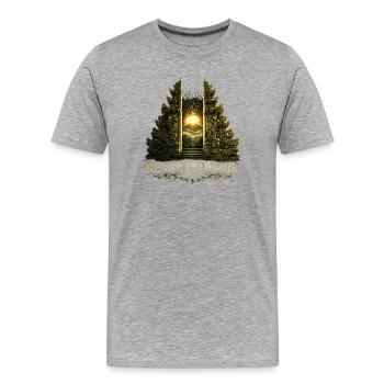 Entre Deux Mondes – Porte du Temple Mystique de Bali - T-shirt bio Premium Homme - gris chiné - Devant - Damien (186cm)