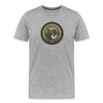Dinosaure dans Vintage Egg - T-shirt bio Premium Homme - gris chiné - Devant - Damien (186cm)