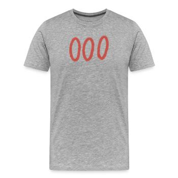 Trois anneaux de Brosse Rouge - T-shirt bio Premium Homme - gris chiné - Devant - Damien (186cm)
