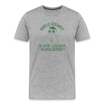 Geselle geschafft Lizenzierter Klugscheißer - Männer Premium Bio T-Shirt - Grau meliert - Vorne - Damien (186cm)