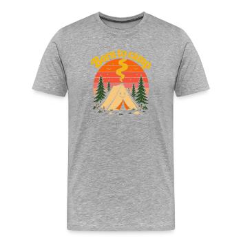 Né dans la tente mignonne du coucher de soleil rétro des années 70 - T-shirt bio Premium Homme - gris chiné - Devant - Damien (186cm)
