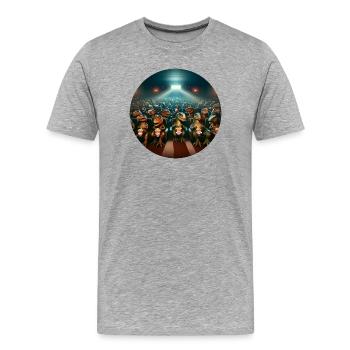 Dino au cinéma - T-shirt bio Premium Homme - gris chiné - Devant - Damien (186cm)