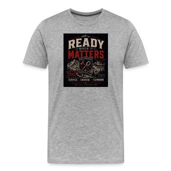 Conception d’hélicoptères de secours en montagne et de sauvetage - T-shirt bio Premium Homme - gris chiné - Devant - Damien (186cm)
