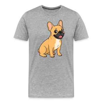 Bouledogue français joyeux dans un style cartoon - T-shirt bio Premium Homme - gris chiné - Devant - Damien (186cm)