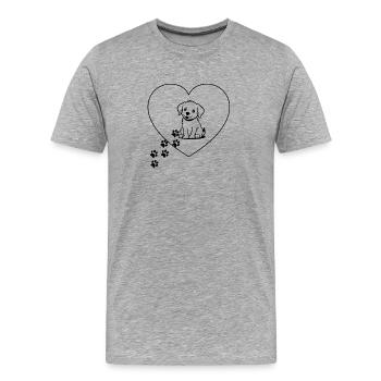 Paw love – chien dans le cœur - T-shirt bio Premium Homme - gris chiné - Devant - Damien (186cm)