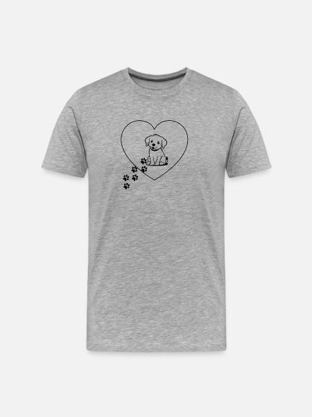 Pfotenliebe – Hund im Herz - Männer Premium Bio T-Shirt - Grau meliert