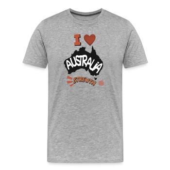 J’adore l’Australie, tout de même - T-shirt bio Premium Homme - gris chiné - Devant - Damien (186cm)