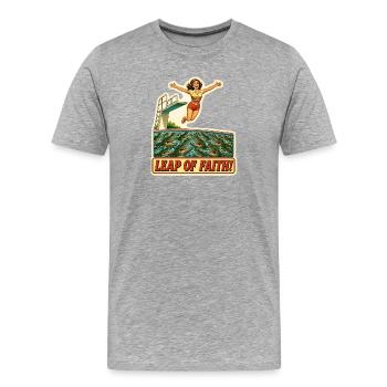 Plongeur d’épuisement d’entreprise Leap Of Faith - T-shirt bio Premium Homme - gris chiné - Devant - Damien (186cm)