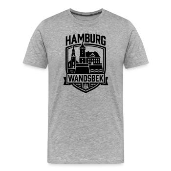 Hamburg Wandsbek – Heimat & Stadtteil Silhouette - Männer Premium Bio T-Shirt - Grau meliert - Vorne - Damien (186cm)