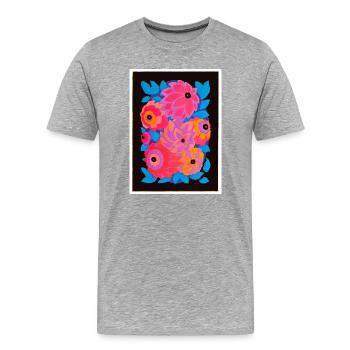 Bouquet Art déco rose - T-shirt bio Premium Homme - gris chiné - Devant - Damien (186cm)