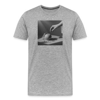 Mandarin minimal en noir et blanc - T-shirt bio Premium Homme - gris chiné - Devant - Damien (186cm)