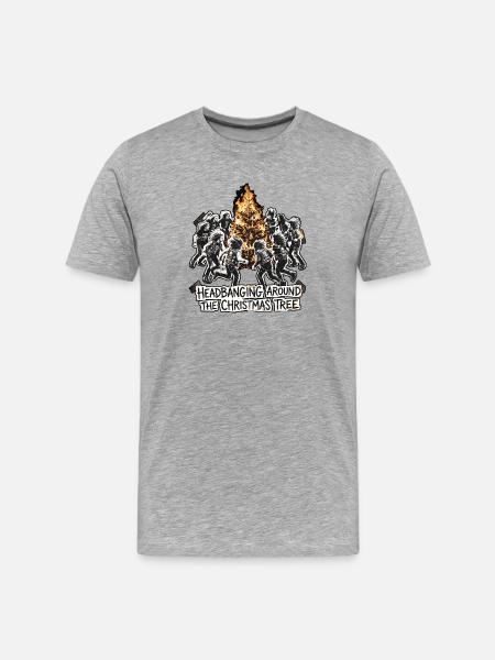Christmastree Headbanger Metal  - Männer Premium Bio T-Shirt - Grau meliert