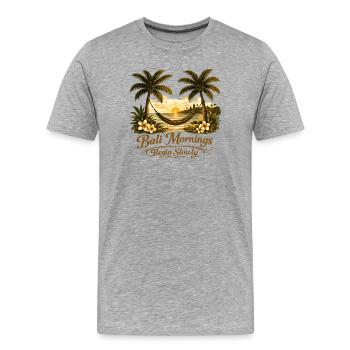 Les matins de Bali commencent lentement | Tropical - T-shirt bio Premium Homme - gris chiné - Devant - Damien (186cm)
