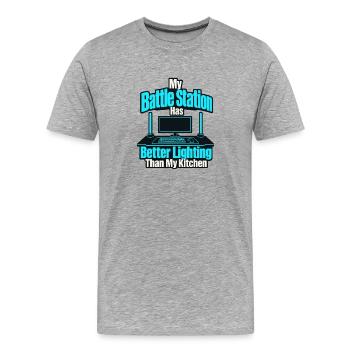Station de combat de gamer drôle Meilleur éclairage que ki - T-shirt bio Premium Homme - gris chiné - Devant - Damien (186cm)