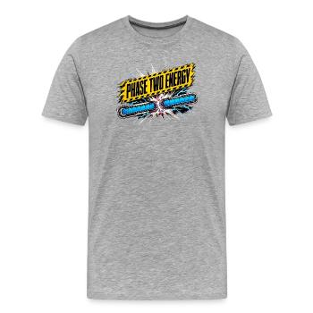 Phase Zwei Energie Comic-Stil - Männer Premium Bio T-Shirt - Grau meliert - Vorne - Damien (186cm)