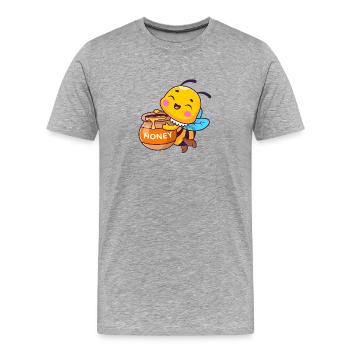 Pot à miel d’abeille de Kawaii - T-shirt bio Premium Homme - gris chiné - Devant - Damien (186cm)