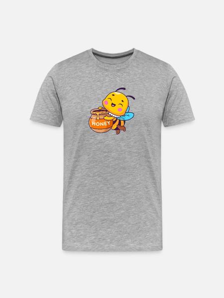 Kawaii Bienen-Honigglas - Männer Premium Bio T-Shirt - Grau meliert