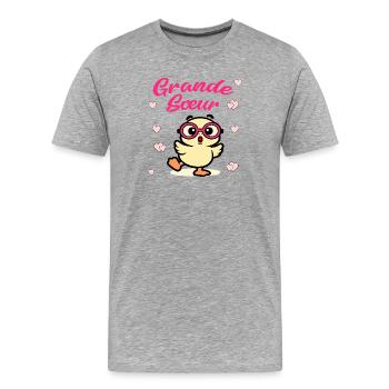Grande Sœur Poules - T-shirt bio Premium Homme - gris chiné - Devant - Damien (186cm)