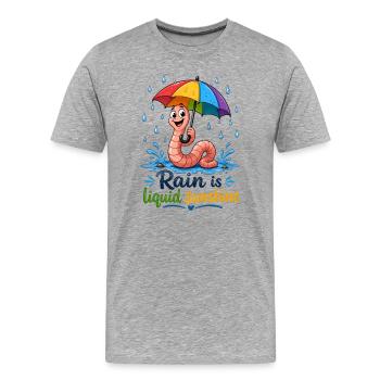 Ver de terre avec un parapluie coloré - T-shirt bio Premium Homme - gris chiné - Devant - Damien (186cm)