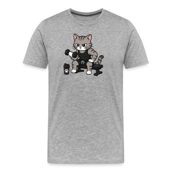Chat Ami - Partenaire de salle de sport - T-shirt bio Premium Homme - gris chiné - Devant - Damien (186cm)